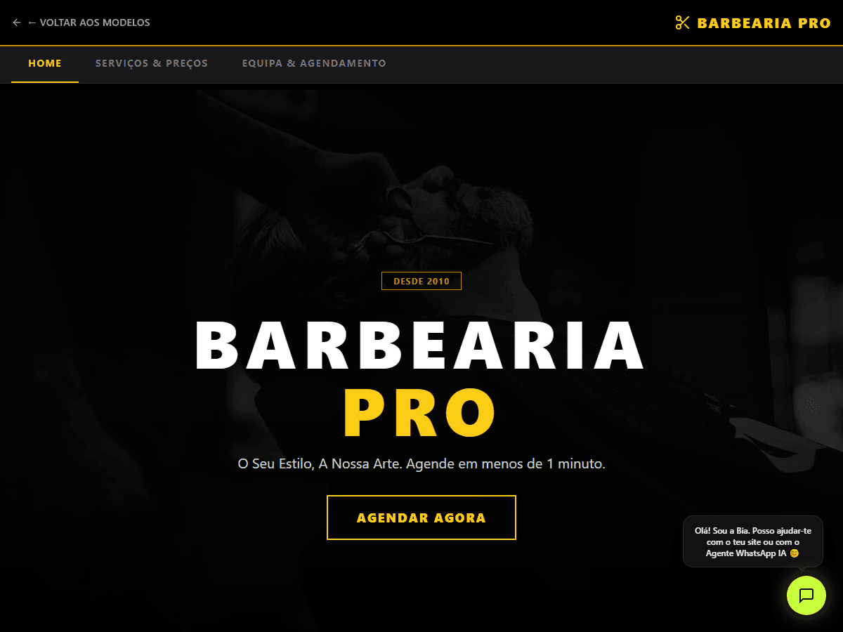 Mockup do site Barbearia Pro