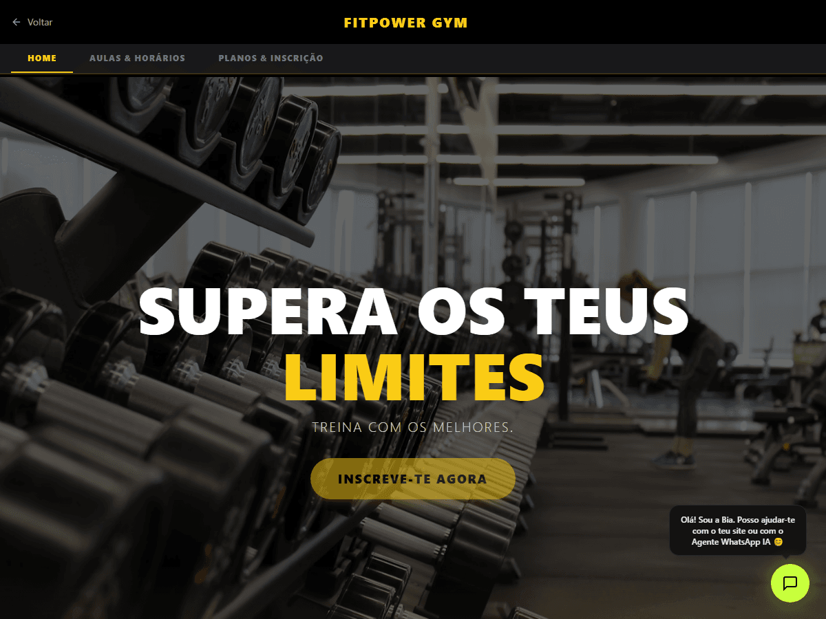 Mockup do site Ginásio & PT