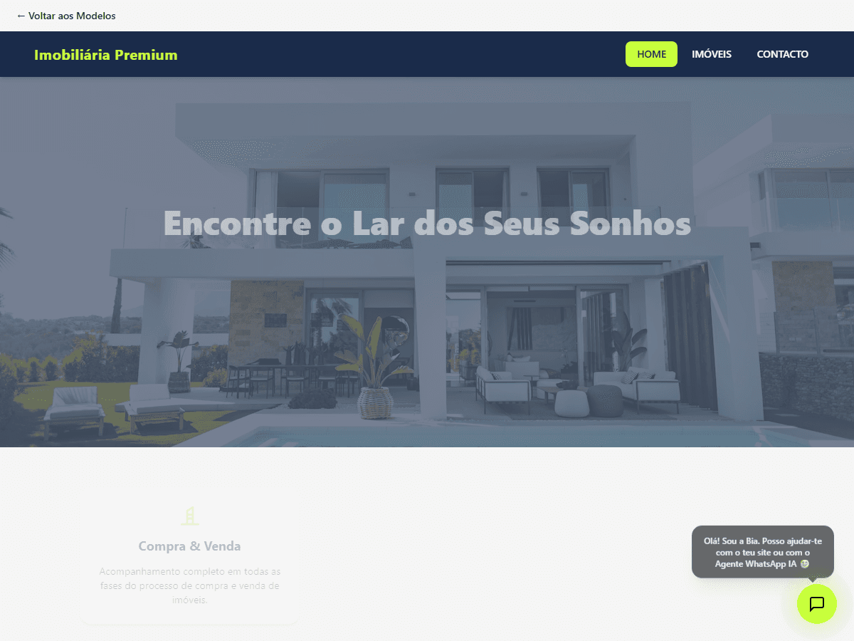 Mockup do site Imobiliária Premium