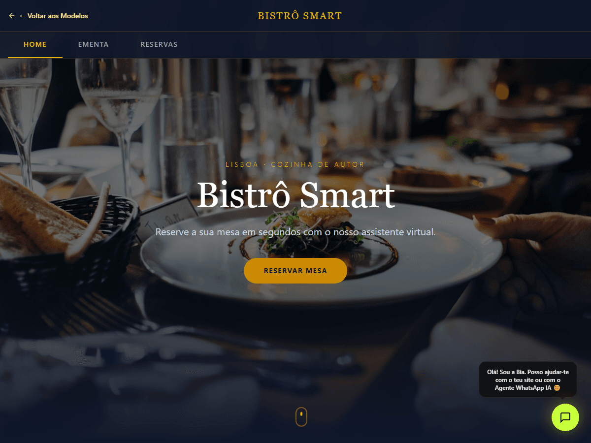 Mockup do site Restaurante Smart