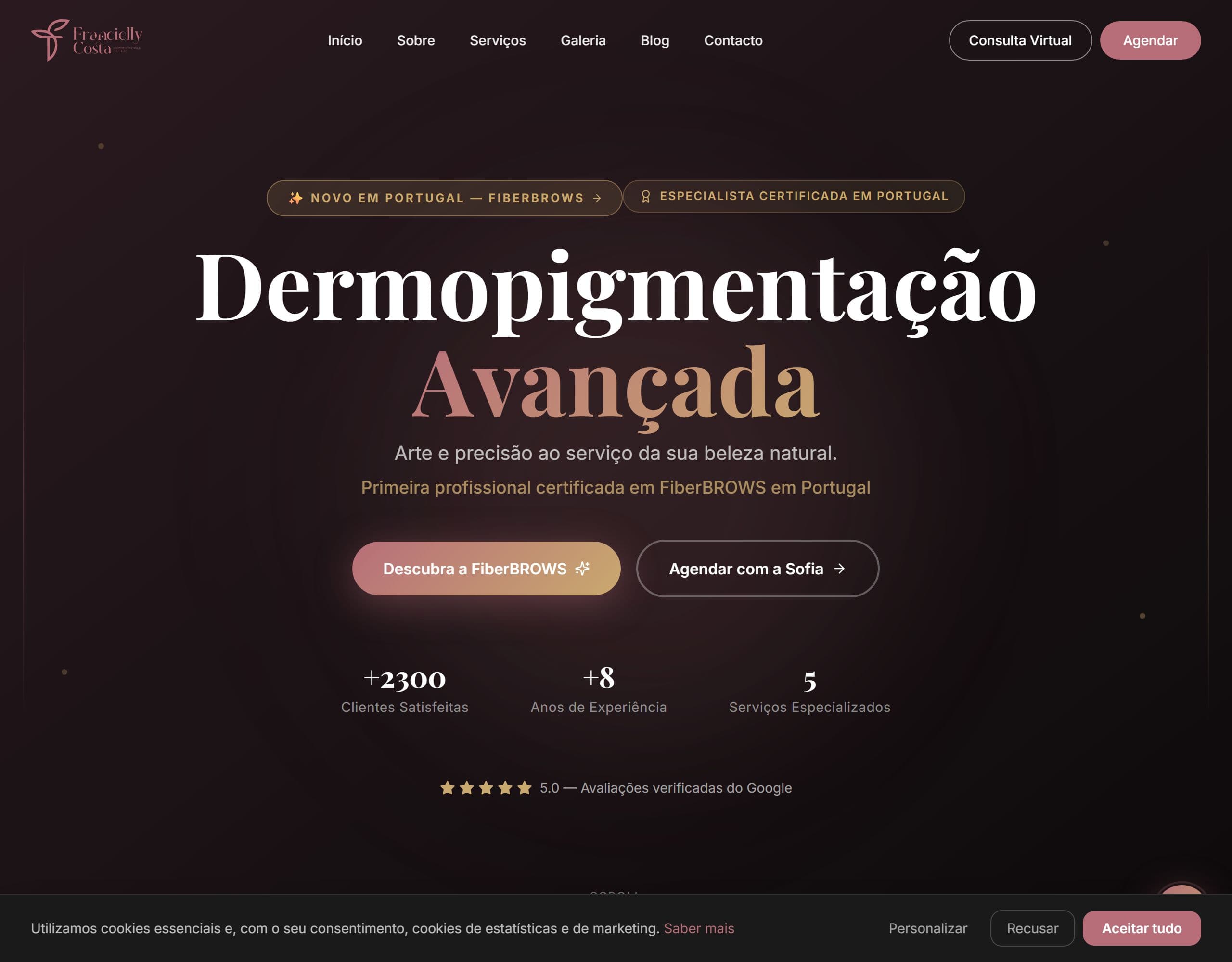 Site Clínica de estética: franciellycosta.pt